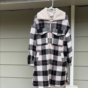 Varley Black and Pink Checkered Teddy Jacket